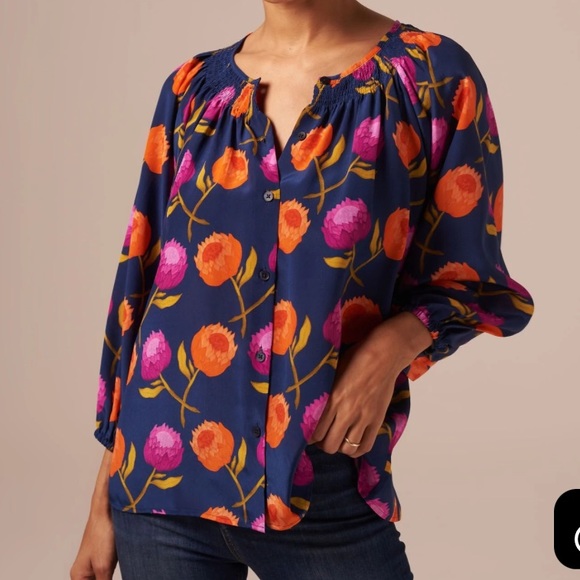 NWT Tucker The Classic Cotton Silk Button-Down Blouse Watercolor Print MSRP$295 - Picture 12 of 13